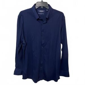 Cremieux Soft Luxury Navy Preppy Slim Fit Pima Cotton Men's Dress Shirt 16/34